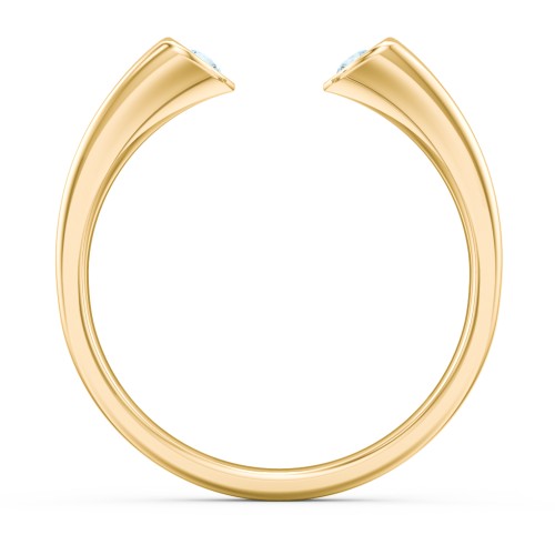 Engravable Open Cuff Heart Ring with Gemstones – 18K Gold Plated Silver with Blue Topaz