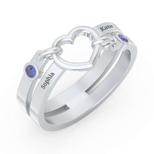 Engravable Diagonal Open Heart Ring