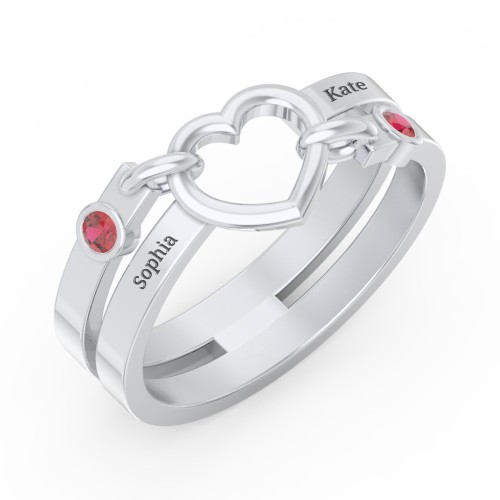 Engravable Diagonal Open Heart Ring