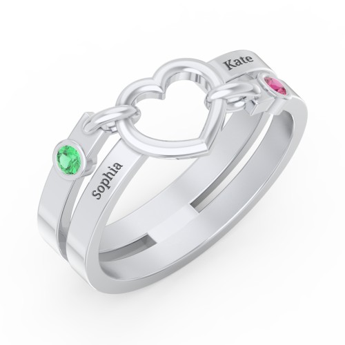 Engravable Diagonal Open Heart Ring