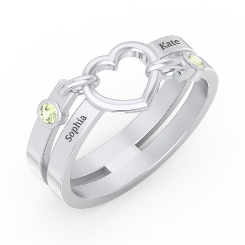 Engravable Diagonal Open Heart Ring