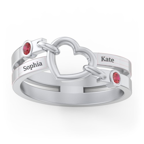 Engravable Diagonal Open Heart Ring