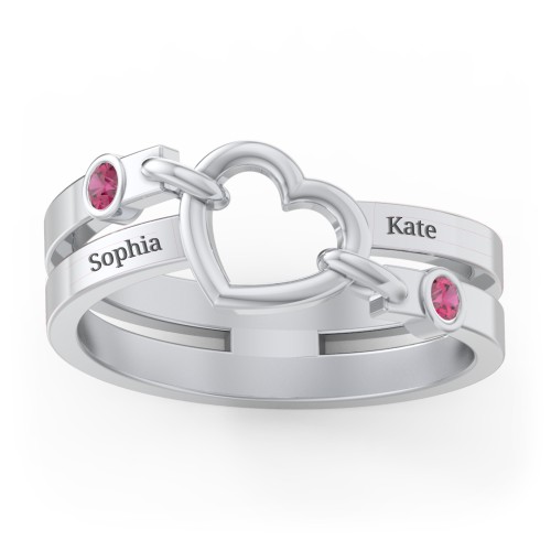 Engravable Diagonal Open Heart Ring