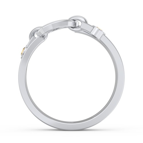 Engravable Diagonal Open Heart Ring – Sterling Silver with Citrine