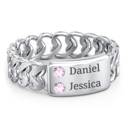 Heart Chain Link Ring with Nameplate