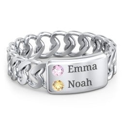 Heart Chain Link Ring with Nameplate
