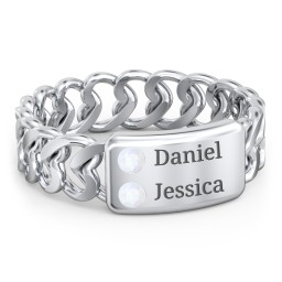 Heart Chain Link Ring with Nameplate