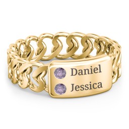 Heart Chain Link Ring with Nameplate