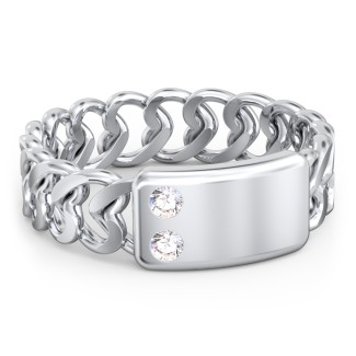 Heart Chain Link Ring with Nameplate