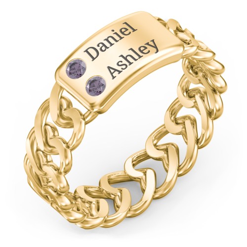 Heart Chain Link Ring with Nameplate