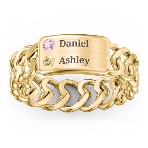 Heart Chain Link Ring with Nameplate