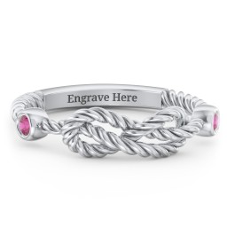 Rope Infinity Ring with Gemstones