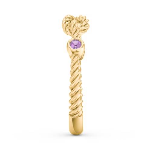 Rope Infinity Ring with Gemstones – 18K Gold Plated Silver with Amethyst