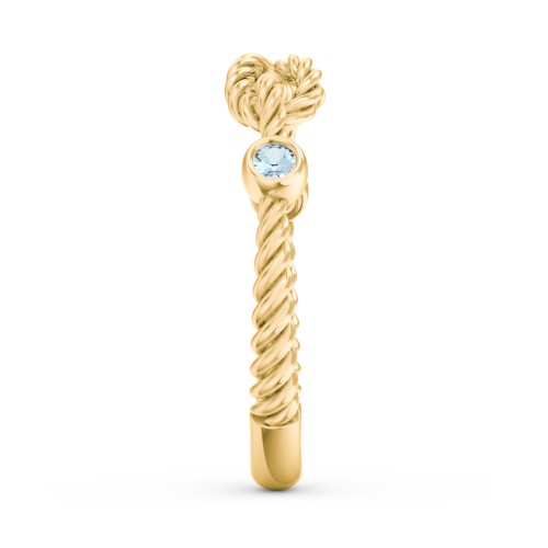 Rope Infinity Ring with Gemstones – 18K Gold Plated Silver with Blue Topaz
