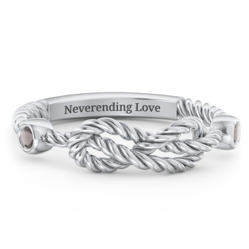 Rope Infinity Ring with Gemstones