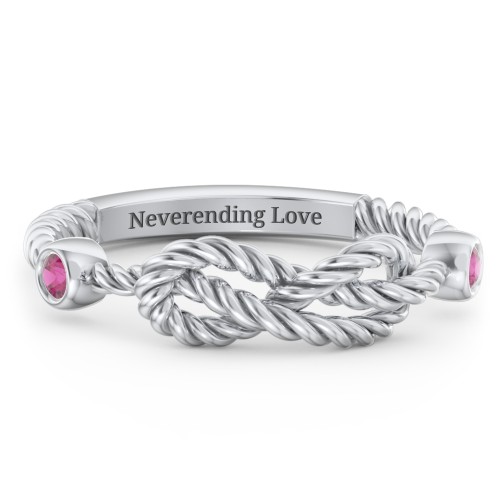 Rope Infinity Ring with Gemstones