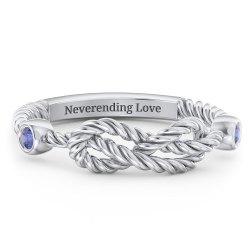 Rope Infinity Ring with Gemstones