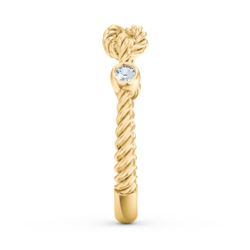 Rope Infinity Ring with Gemstones – 18K Gold Plated Silver with Aquamarine