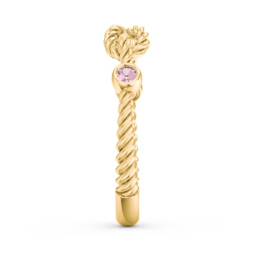 Rope Infinity Ring with Gemstones – 18K Gold Plated Silver with Pink Tourmaline