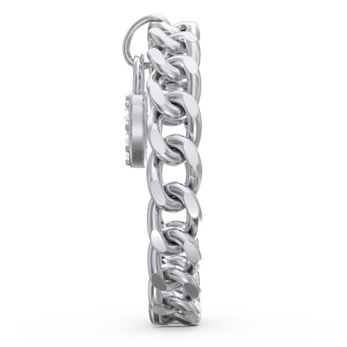 Chain Ring with Pavé Heart Padlock Charm