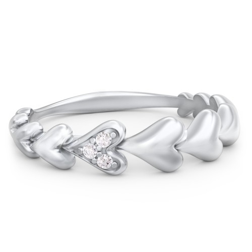 Accented Band of Hearts Ring