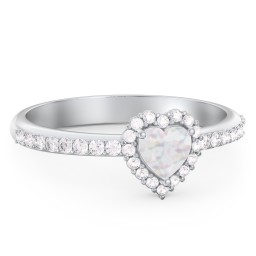 Halo Heart Ring with Accented Band