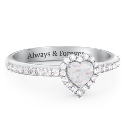 Halo Heart Ring with Accented Band