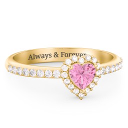Halo Heart Ring with Accented Band