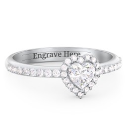 Halo Heart Ring with Accented Band