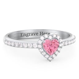 Halo Heart Ring with Accented Band