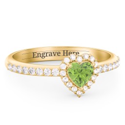 Halo Heart Ring with Accented Band