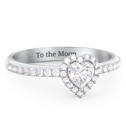 Halo Heart Ring with Accented Band