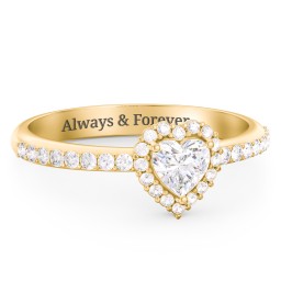 Halo Heart Ring with Accented Band