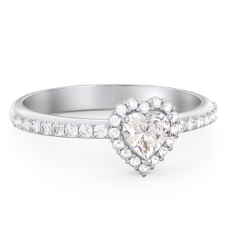 Halo Heart Ring with Accented Band
