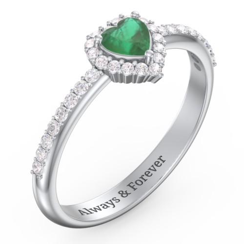 Halo Heart Ring with Accented Band