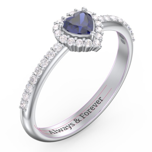 Halo Heart Ring with Accented Band