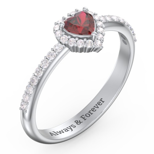 Halo Heart Ring with Accented Band