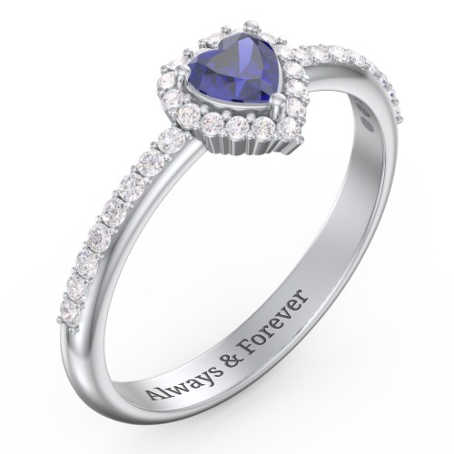 Halo Heart Ring with Accented Band