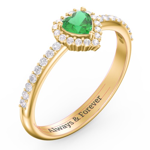 Halo Heart Ring with Accented Band