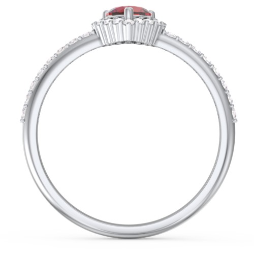 Halo Heart Ring with Accented Band