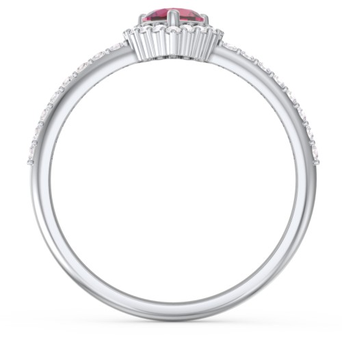 Halo Heart Ring with Accented Band