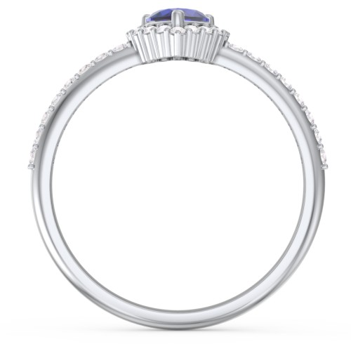 Halo Heart Ring with Accented Band