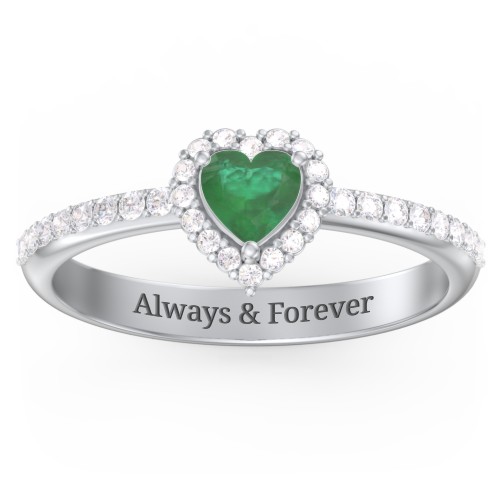 Halo Heart Ring with Accented Band