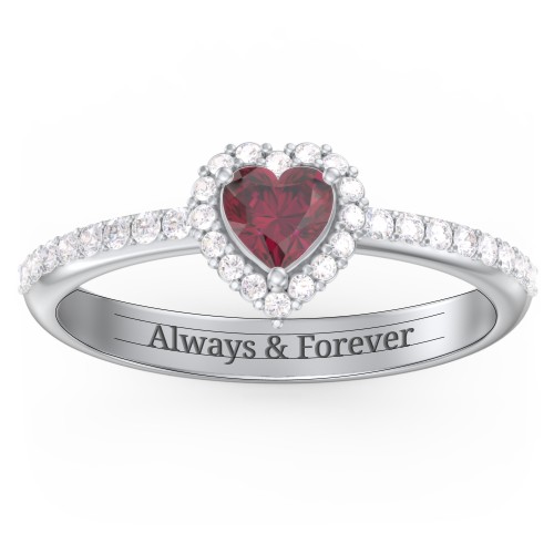 Halo Heart Ring with Accented Band