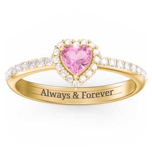 Halo Heart Ring with Accented Band