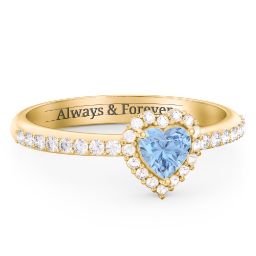 Halo Heart Ring with Accented Band