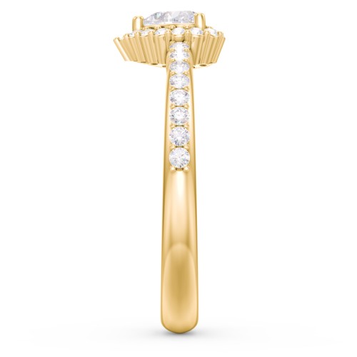Halo Heart Ring with Accented Band – 18K Gold Plated Silver with Diamond