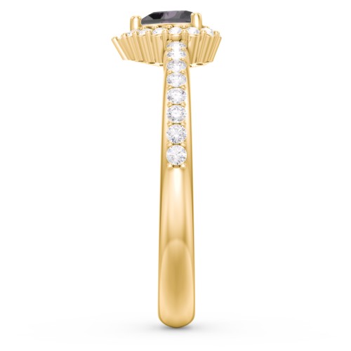 Halo Heart Ring with Accented Band – 18K Gold Plated Silver with Alexandrite and White Premium Zirconia