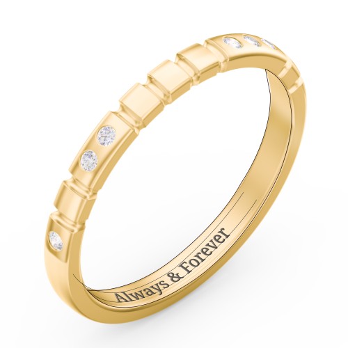 "Love" Morse Code Ring with Accents – 10K Yellow Gold with Diamond