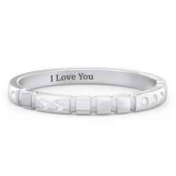 "Love" Morse Code Ring with Accents in 925 Sterling Silver with White Premium Zirconia